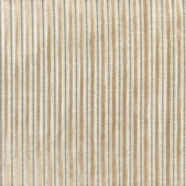Zebu Fabric - Beige Marron Glace by neutral striped velvet-chenille fabric from Casamance