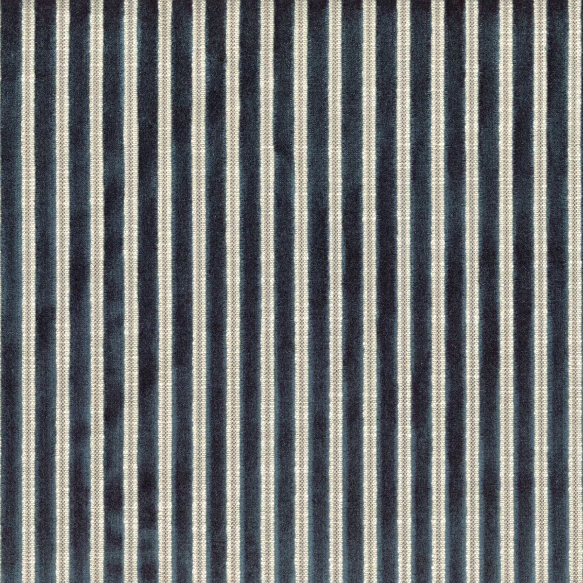 Zebu Fabric - Marine by blue striped velvet-chenille fabric from Casamance