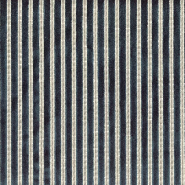 Zebu Fabric - Marine by blue striped velvet-chenille fabric from Casamance