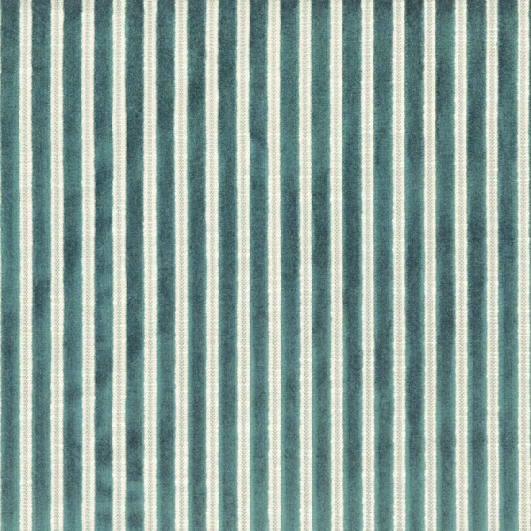 Zebu Fabric - Bleu Lagon by blue striped velvet-chenille fabric from Casamance