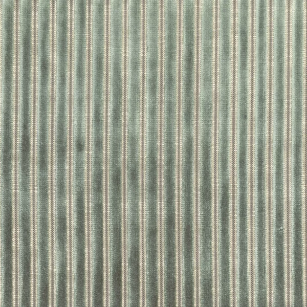 Zebu Fabric - Eucalyptus by blue striped velvet-chenille fabric from Casamance