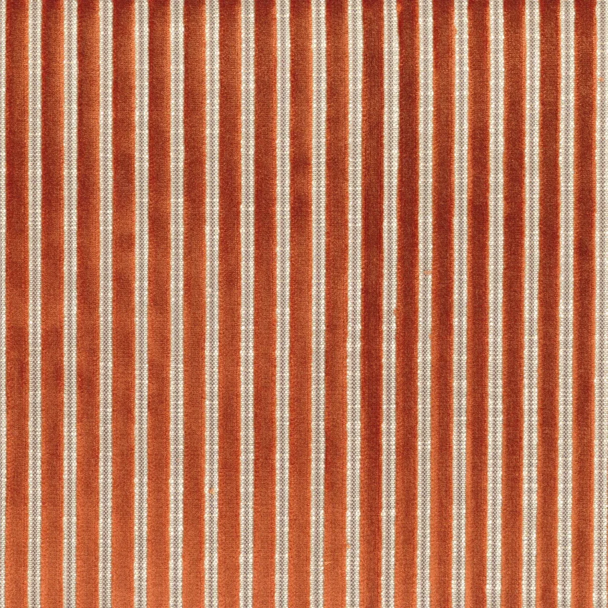 Zebu Fabric - Orange Brule by orange striped velvet-chenille fabric from Casamance