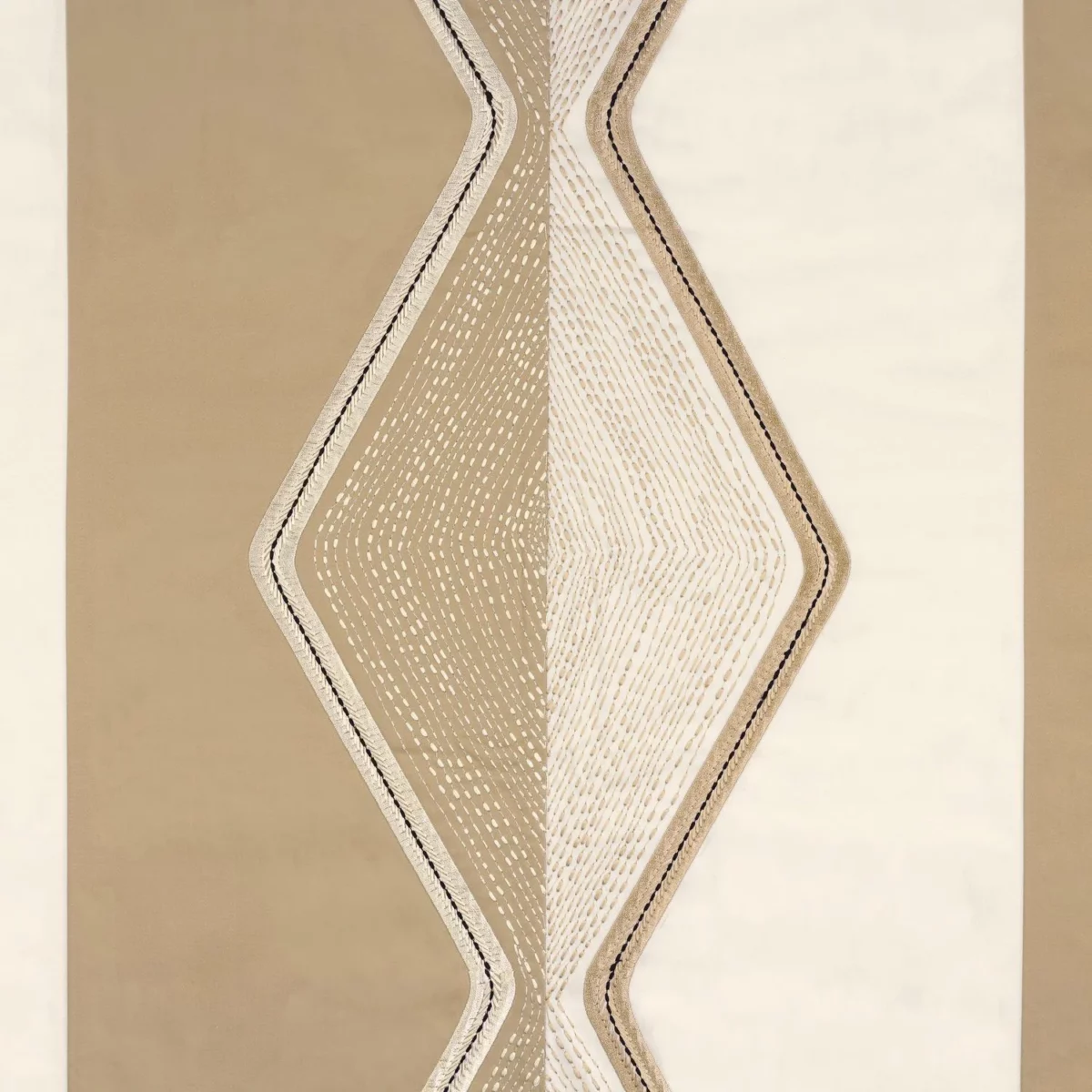 Mesa Fabric - Beige by neutral geometric embroideried fabric from Casamance
