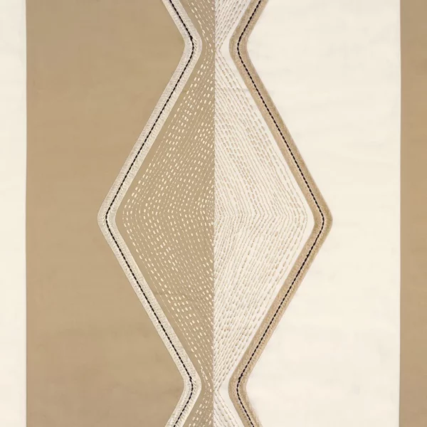 Mesa Fabric - Beige by neutral geometric embroideried fabric from Casamance