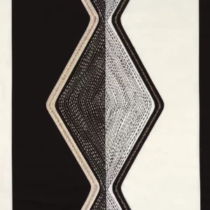 black-grey geometric embroideried fabric from Casamance