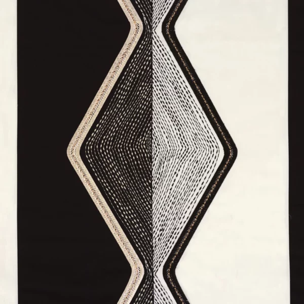 black-grey geometric embroideried fabric from Casamance