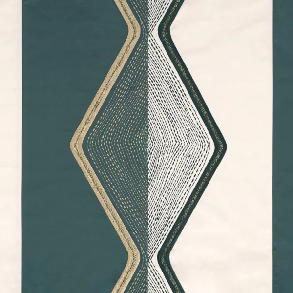 Mesa Fabric - Pétrole by blue geometric embroideried fabric from Casamance