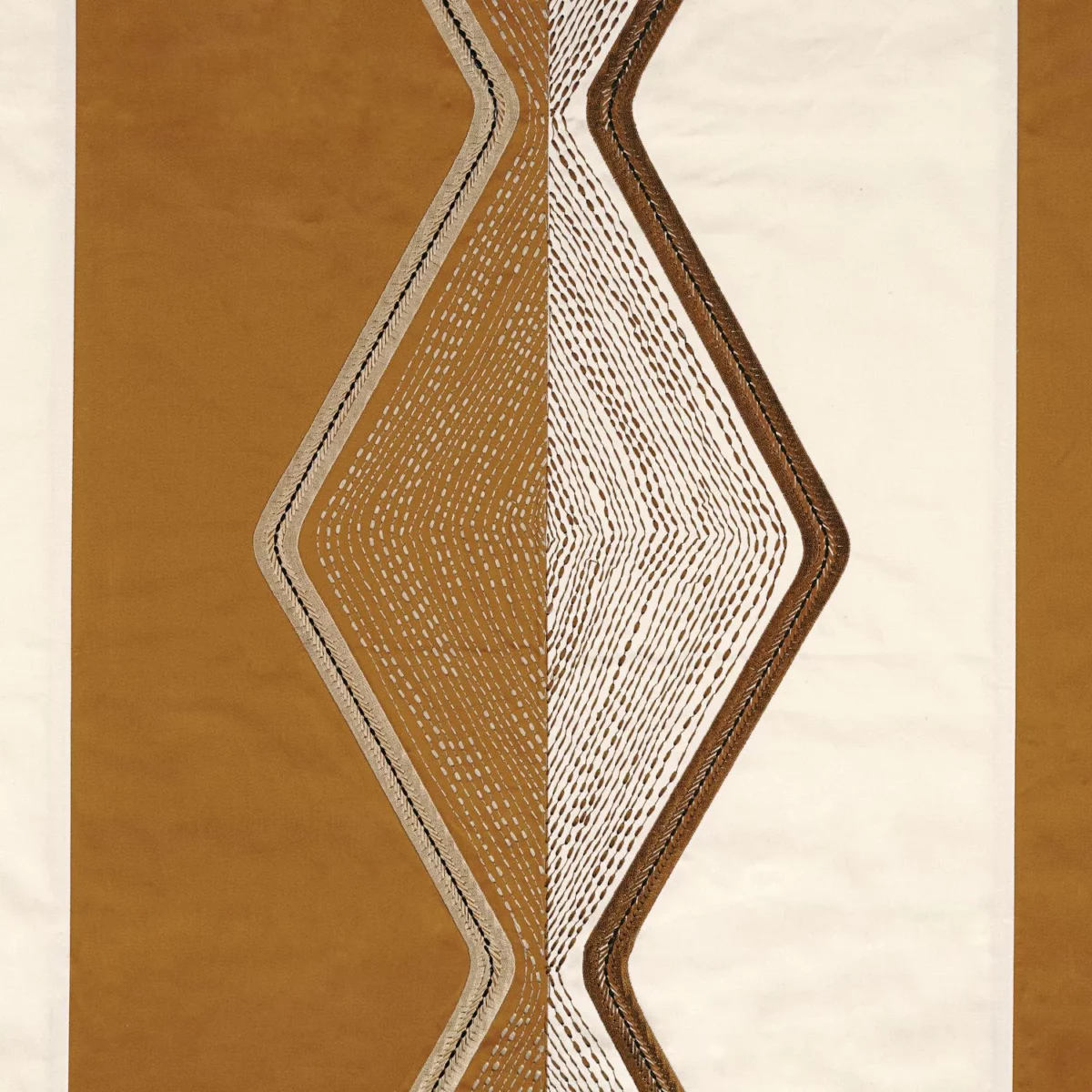 Mesa Fabric - Mordoré by yellow geometric embroideried fabric from Casamance