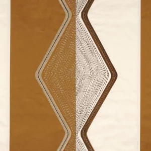 yellow geometric embroideried fabric from Casamance