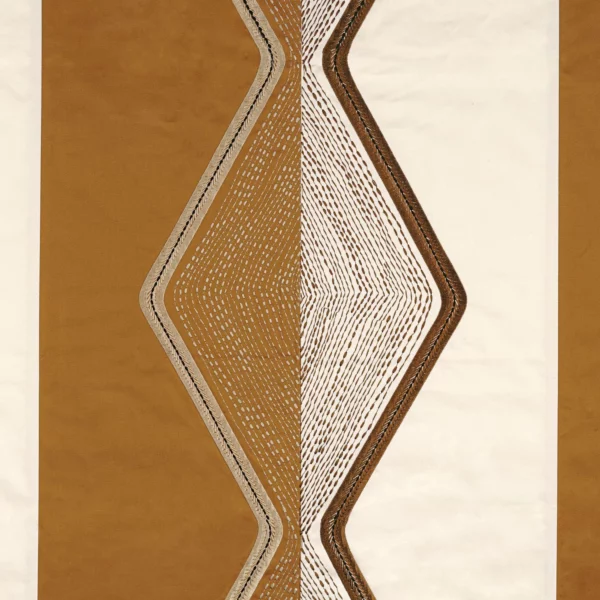 Mesa Fabric - Mordoré by yellow geometric embroideried fabric from Casamance
