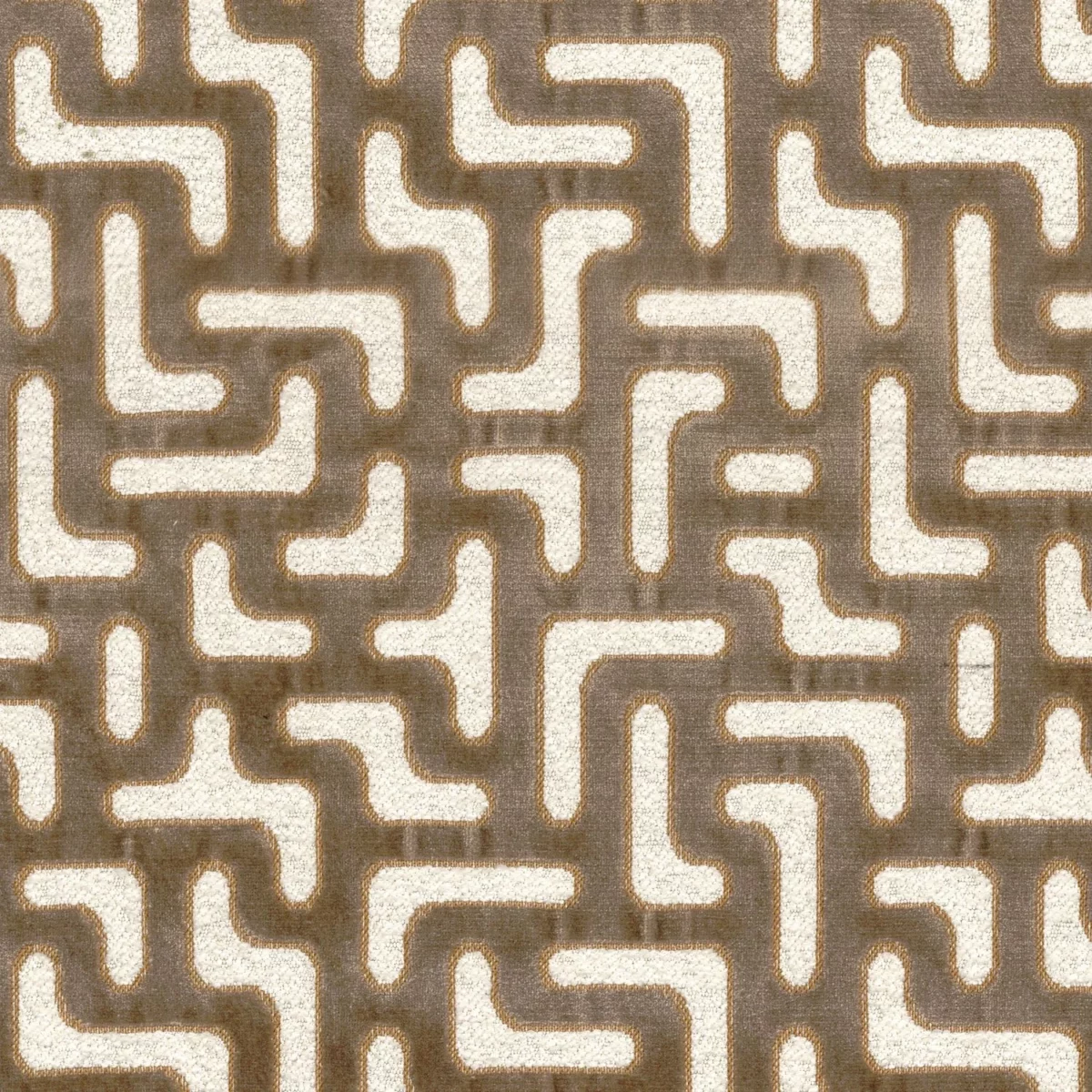 Bryce Fabric - Taupe by neutral geometric jacquard fabric from Casamance