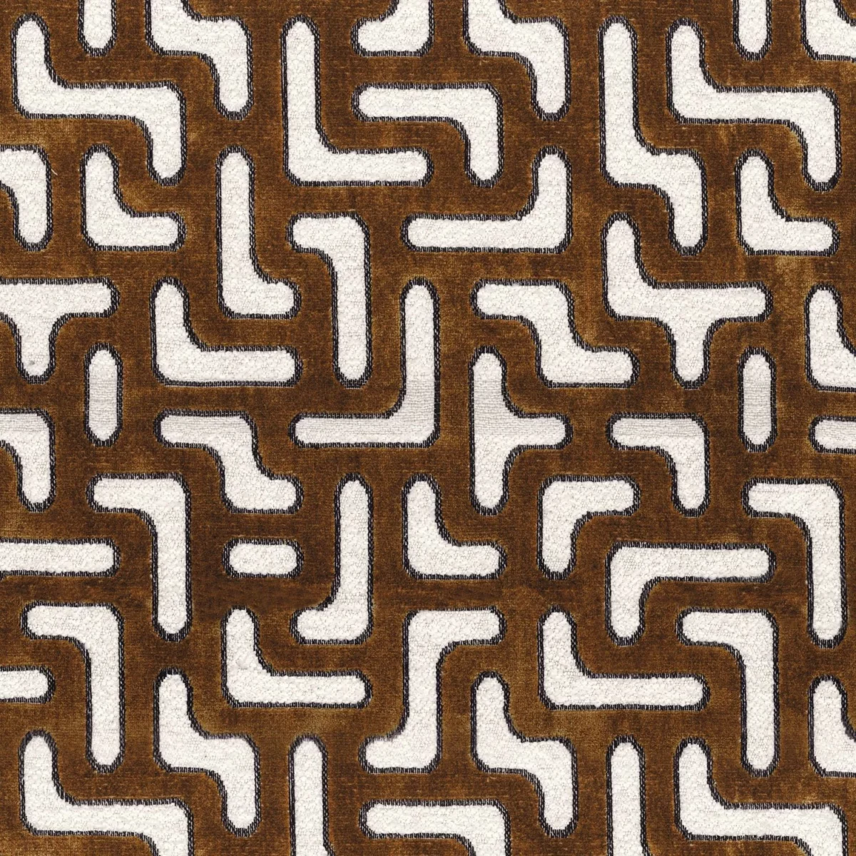 Bryce Fabric - Mordoré by brown geometric jacquard fabric from Casamance
