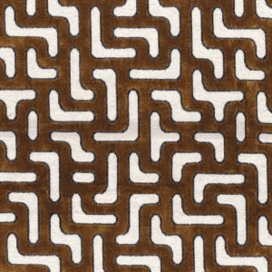 brown geometric jacquard fabric from Casamance