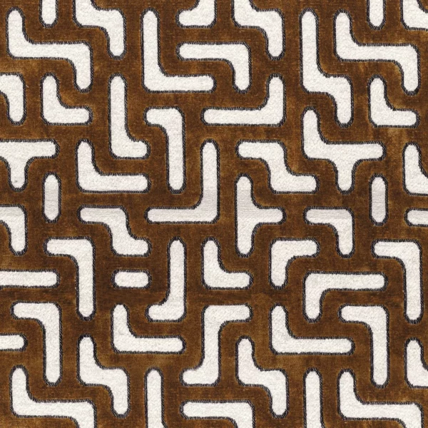 Bryce Fabric - Mordoré by brown geometric jacquard fabric from Casamance