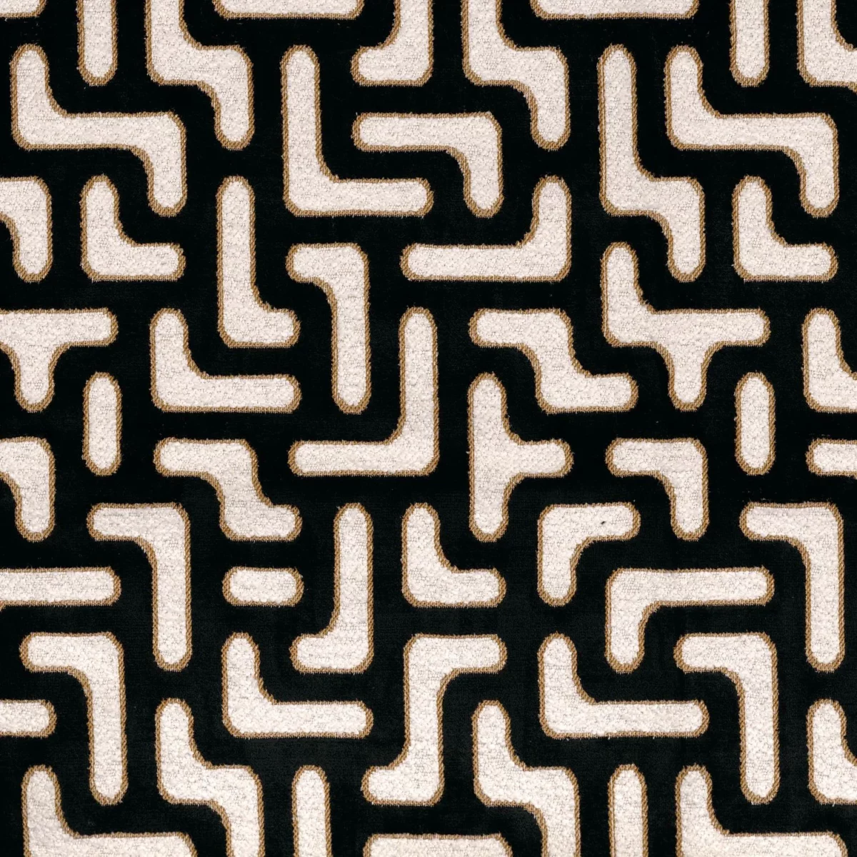 black-grey geometric jacquard fabric from Casamance