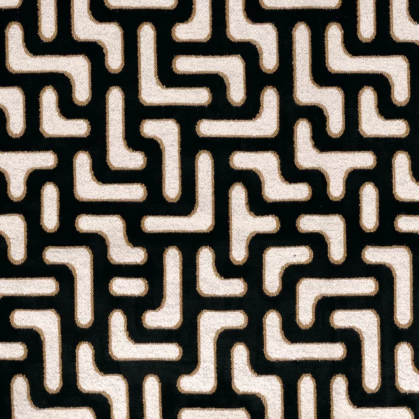 Bryce Fabric - Noir by black-grey geometric jacquard fabric from Casamance