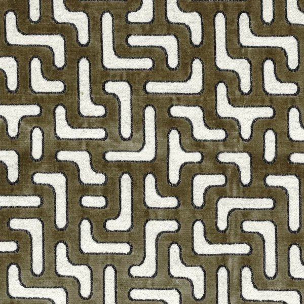 green geometric jacquard fabric from Casamance