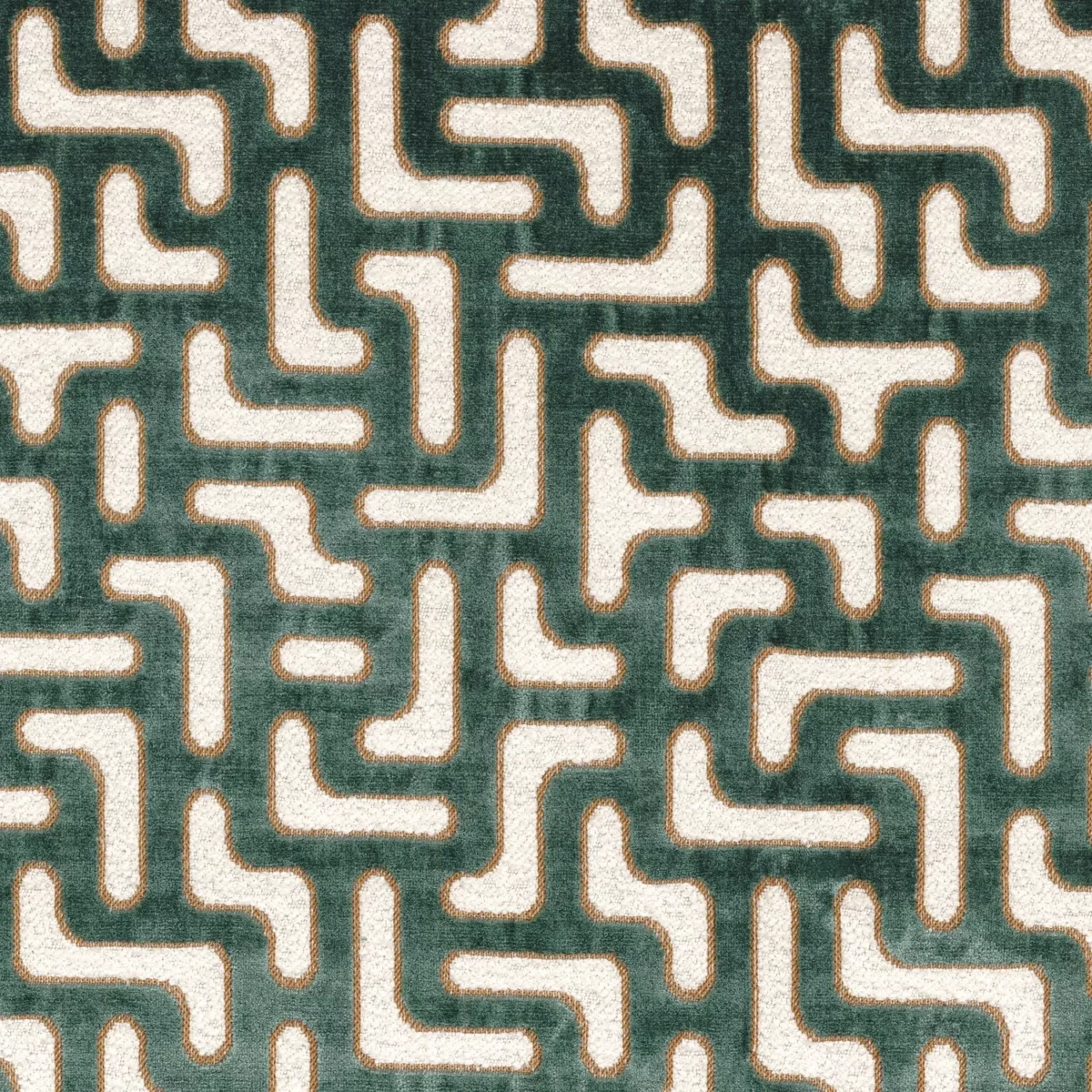 green geometric jacquard fabric from Casamance