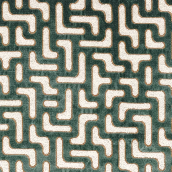 Bryce Fabric - Celadon by green geometric jacquard fabric from Casamance