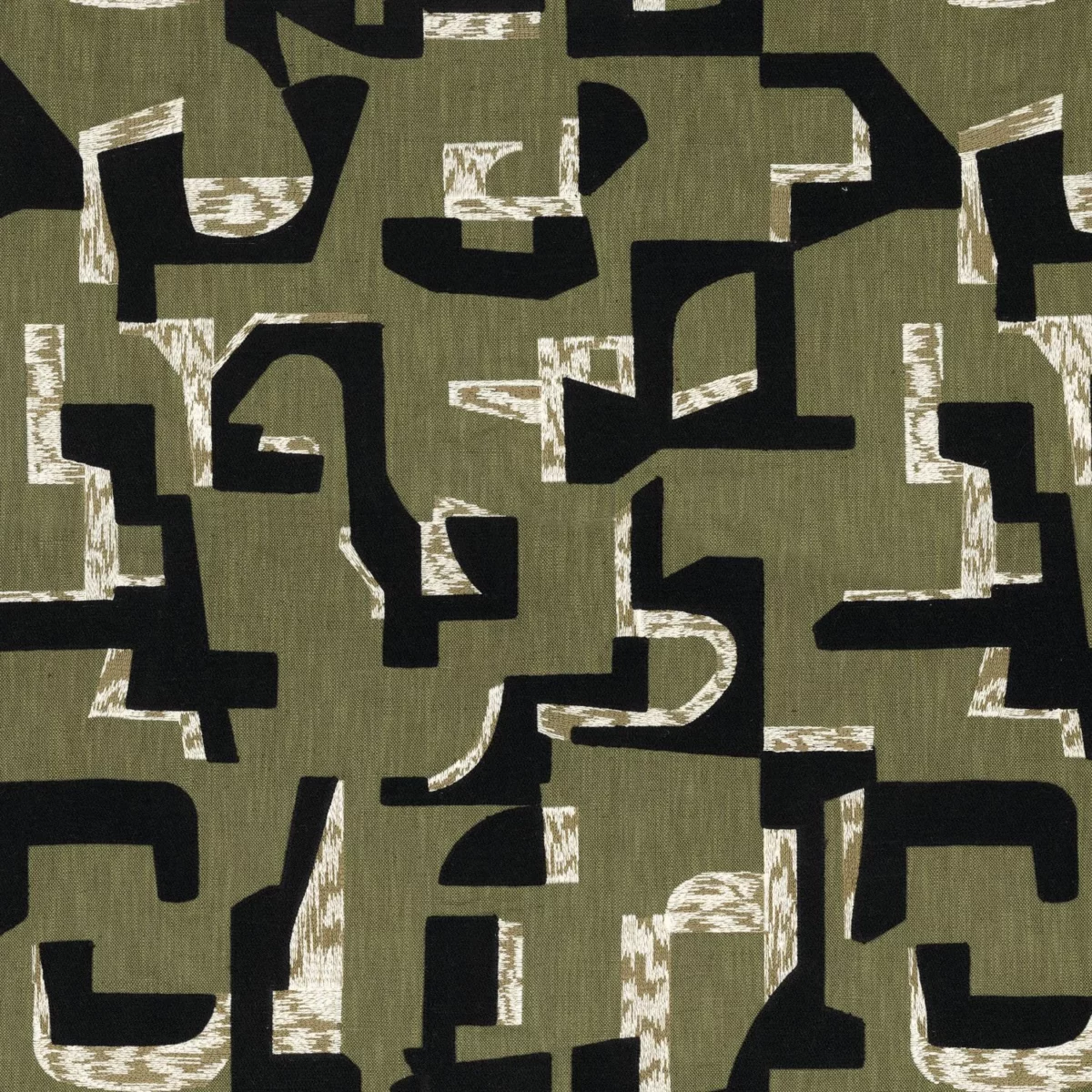 Colorado Fabric - Vert by green misc embroideried fabric from Casamance