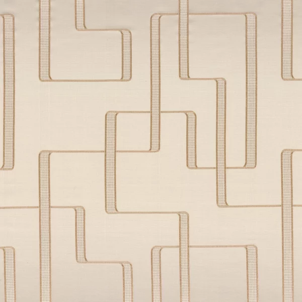 Lusio Fabric - Sable by neutral geometric jacquard fabric from Casamance