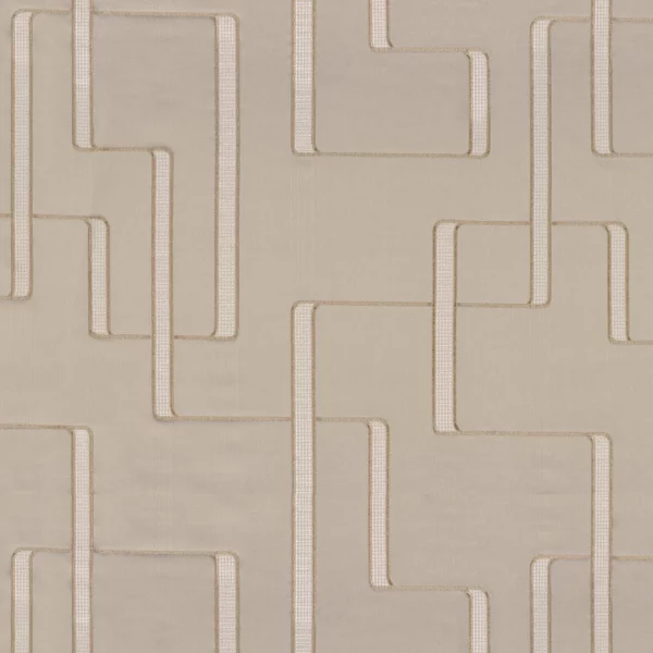 Lusio Fabric - Marron Glacé by neutral geometric jacquard fabric from Casamance