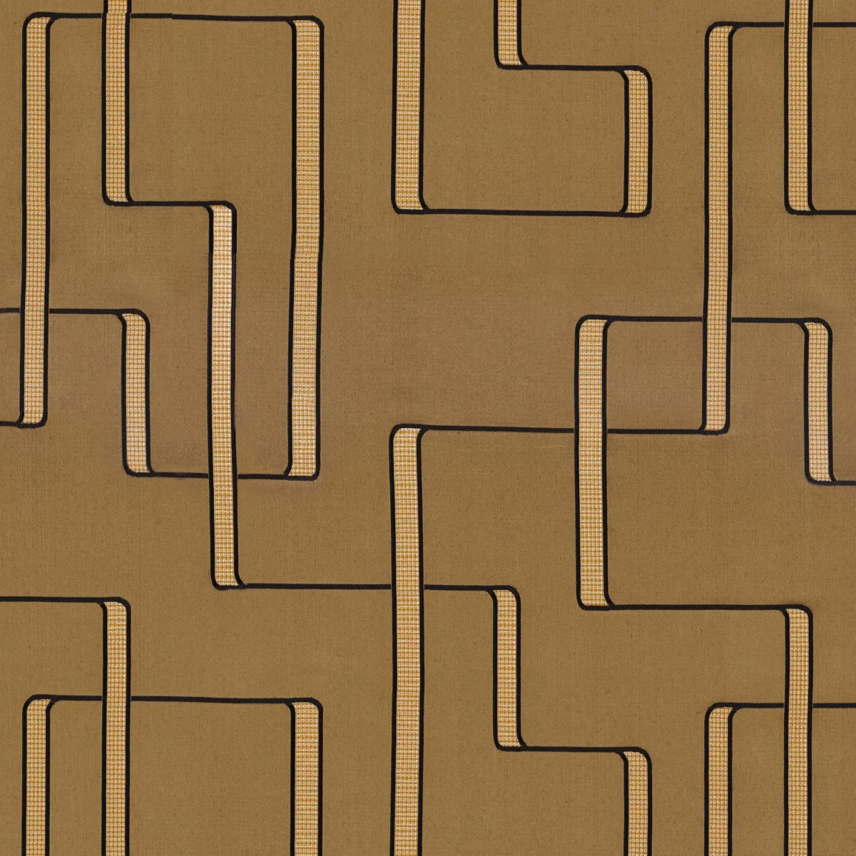 Lusio Fabric - Mordoré by brown geometric jacquard fabric from Casamance