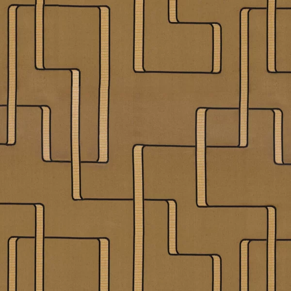 Lusio Fabric - Mordoré by brown geometric jacquard fabric from Casamance