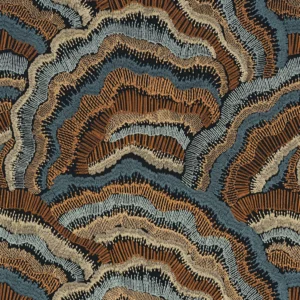 blue contemporary embroideried fabric from Casamance