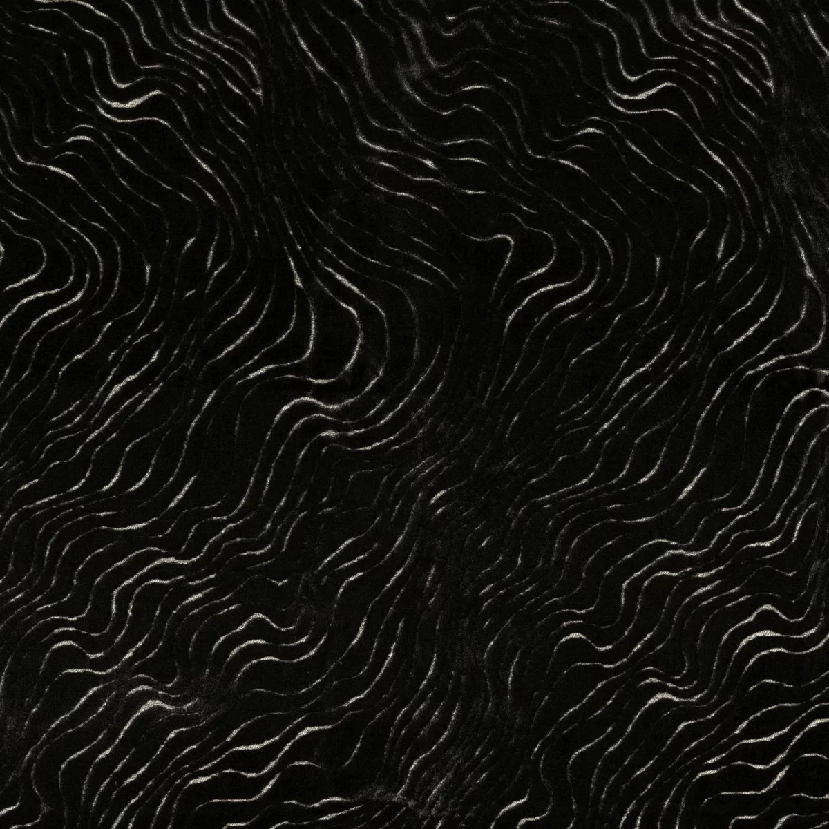 Piti Fabric - Noir by black-grey contemporary velvet-chenille fabric from Casamance