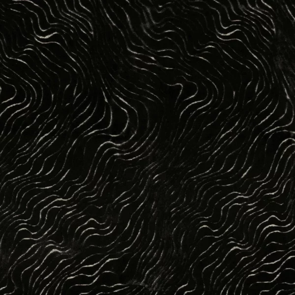 Piti Fabric - Noir by black-grey contemporary velvet-chenille fabric from Casamance