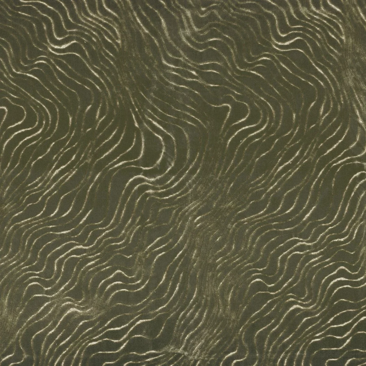 Piti Fabric - Kaki by green contemporary velvet-chenille fabric from Casamance