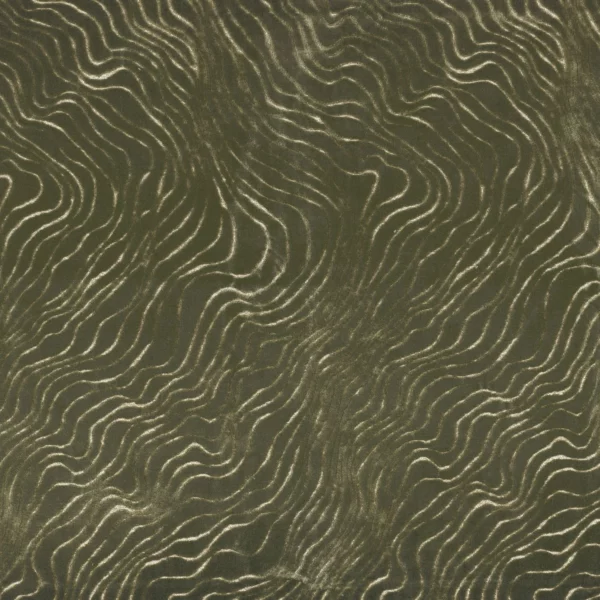 Piti Fabric - Kaki by green contemporary velvet-chenille fabric from Casamance
