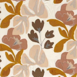 multicolour botanical embroideried fabric from Casamance