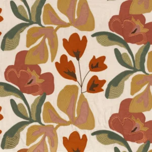 multicolour botanical embroideried fabric from Casamance