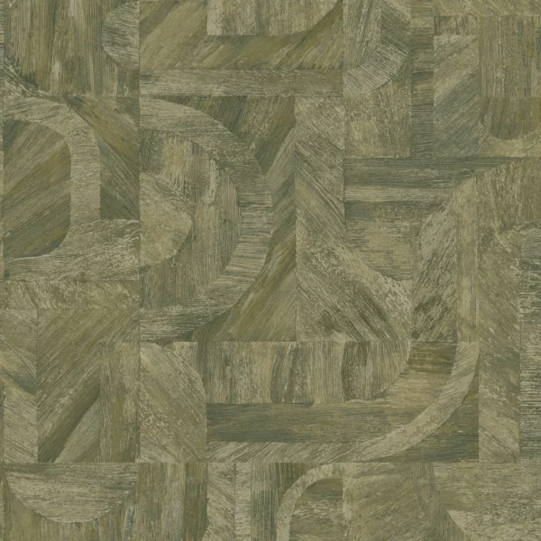 Intarsia Wallpaper - Kaki by green geometric wallpaper from casamance