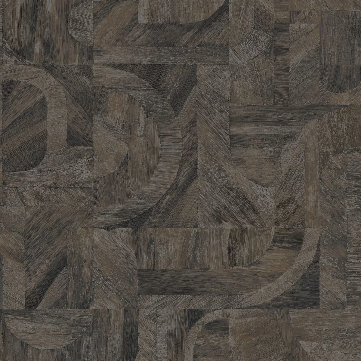 Intarsia Wallpaper - Ébène by black-grey geometric wallpaper from casamance