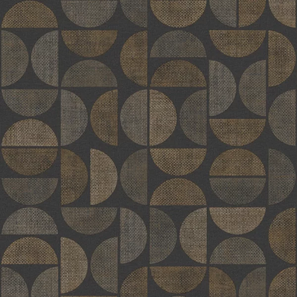Dualis Wallpaper - Ébène by brown geometric wallpaper from casamance