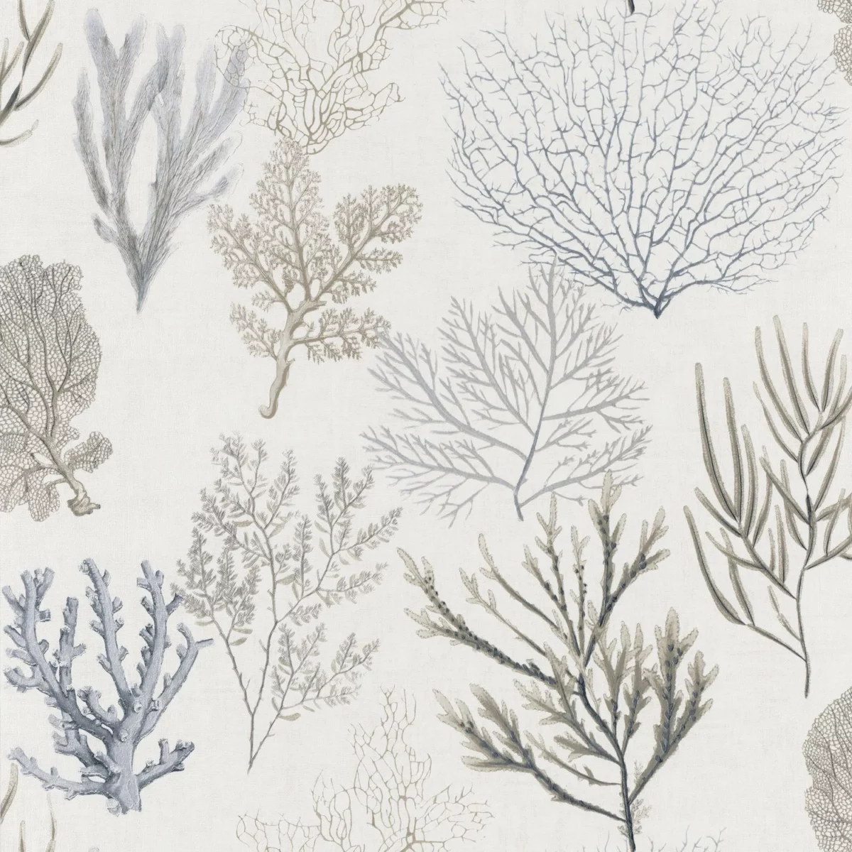 Corail Wallpaper - Noir by black-grey botanical wallpaper from casadeco