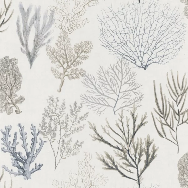 Corail Wallpaper - Noir by black-grey botanical wallpaper from casadeco