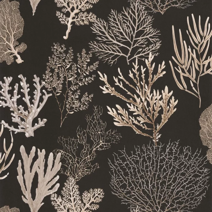 Corail Wallpaper - Noir Fusain fabric swatch SEAS83979808