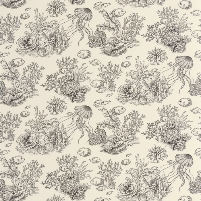 Cote Sauvage Wallpaper - Noir Fusain fabric swatch SEAS201479559