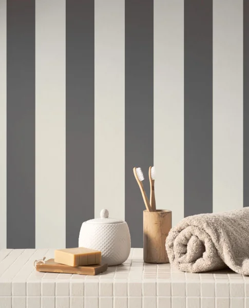 Baltic Rayure Wallpaper - Charbon by Baltic Rayure Wallpaper - Charbon from