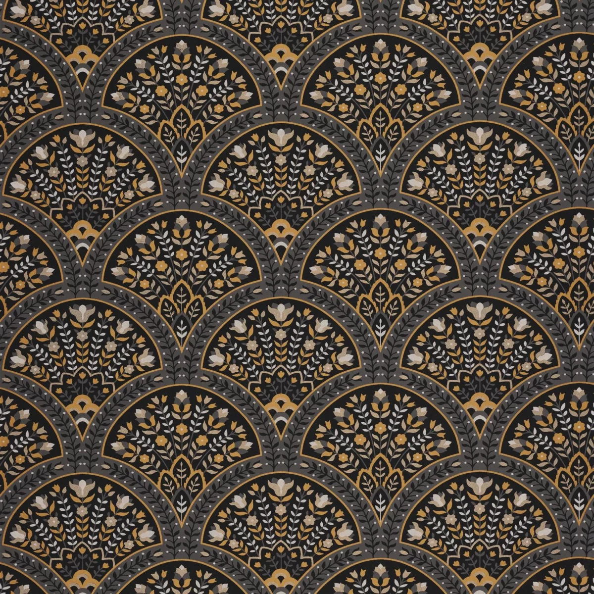 Wallace Wallpaper - Noir Fusain by brown botanical wallpaper from casadeco