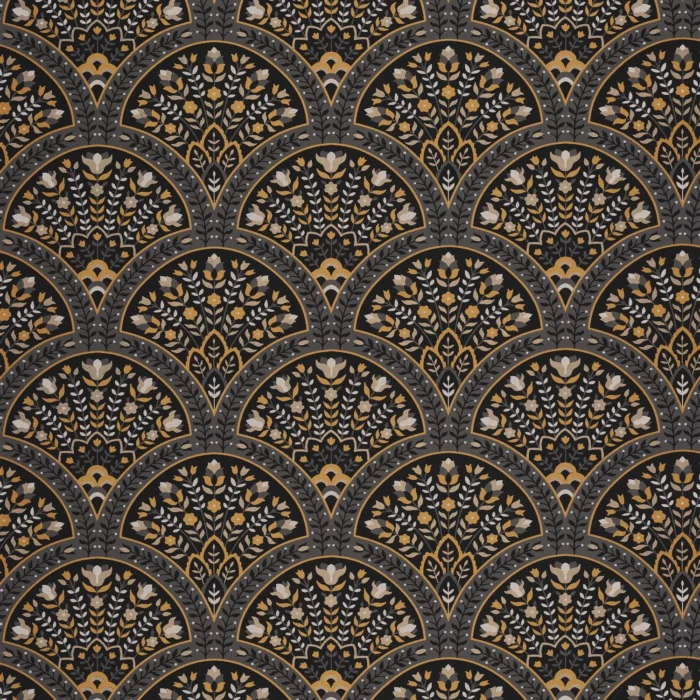 Wallace Wallpaper - Noir Fusain fabric swatch HETA201199902