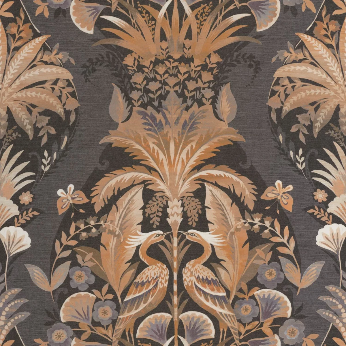 Whisper Wallpaper - Noir Fusain by brown botanical wallpaper from casadeco