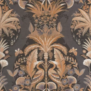 brown botanical wallpaper from casadeco