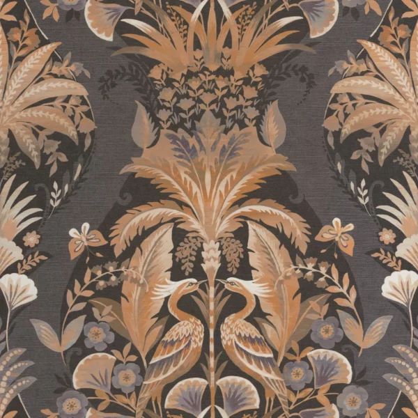 brown botanical wallpaper from casadeco