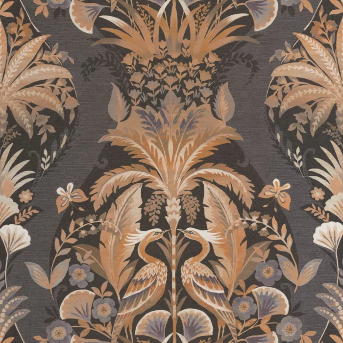 Whisper Wallpaper - Noir Fusain fabric swatch HETA201229411