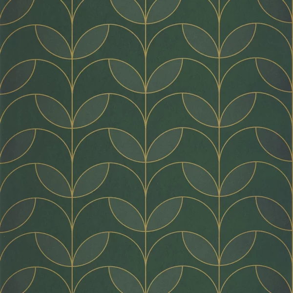 Mistinguett Wallpaper - Vert Empire by green botanical wallpaper from casadeco